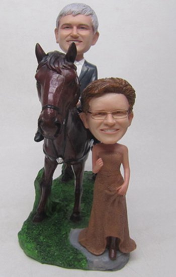 Horse riding couple cake toppers