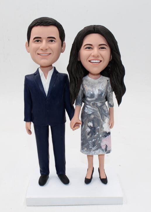 Engagement cake topper custom dolls
