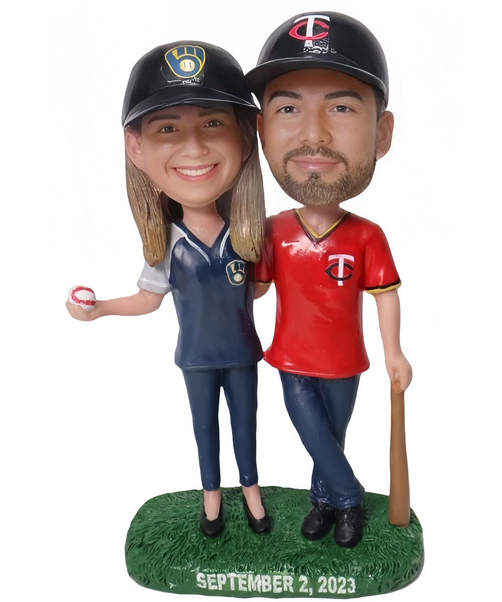 Custom Create Couple Cake Toppers Baseball Fans Custom Figurines