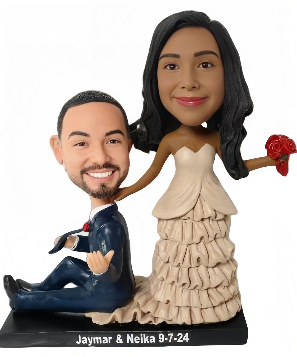 Custom Create Wedding Cake Toppers Funny Bride Dragging Groom