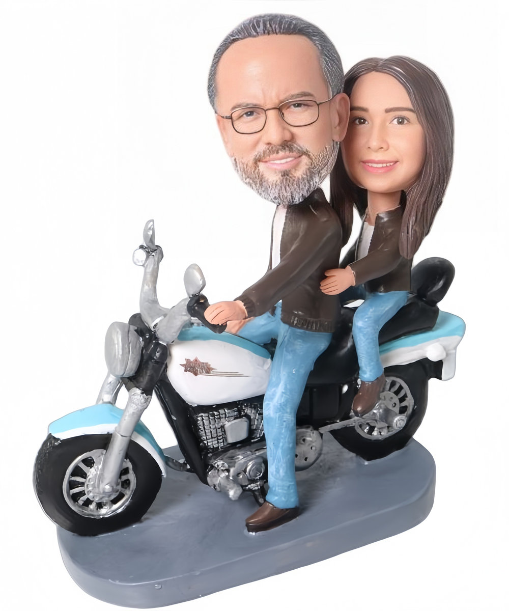 Custom Couple Ridding Motorbike Custom Figurines Cool Gifts For Couple