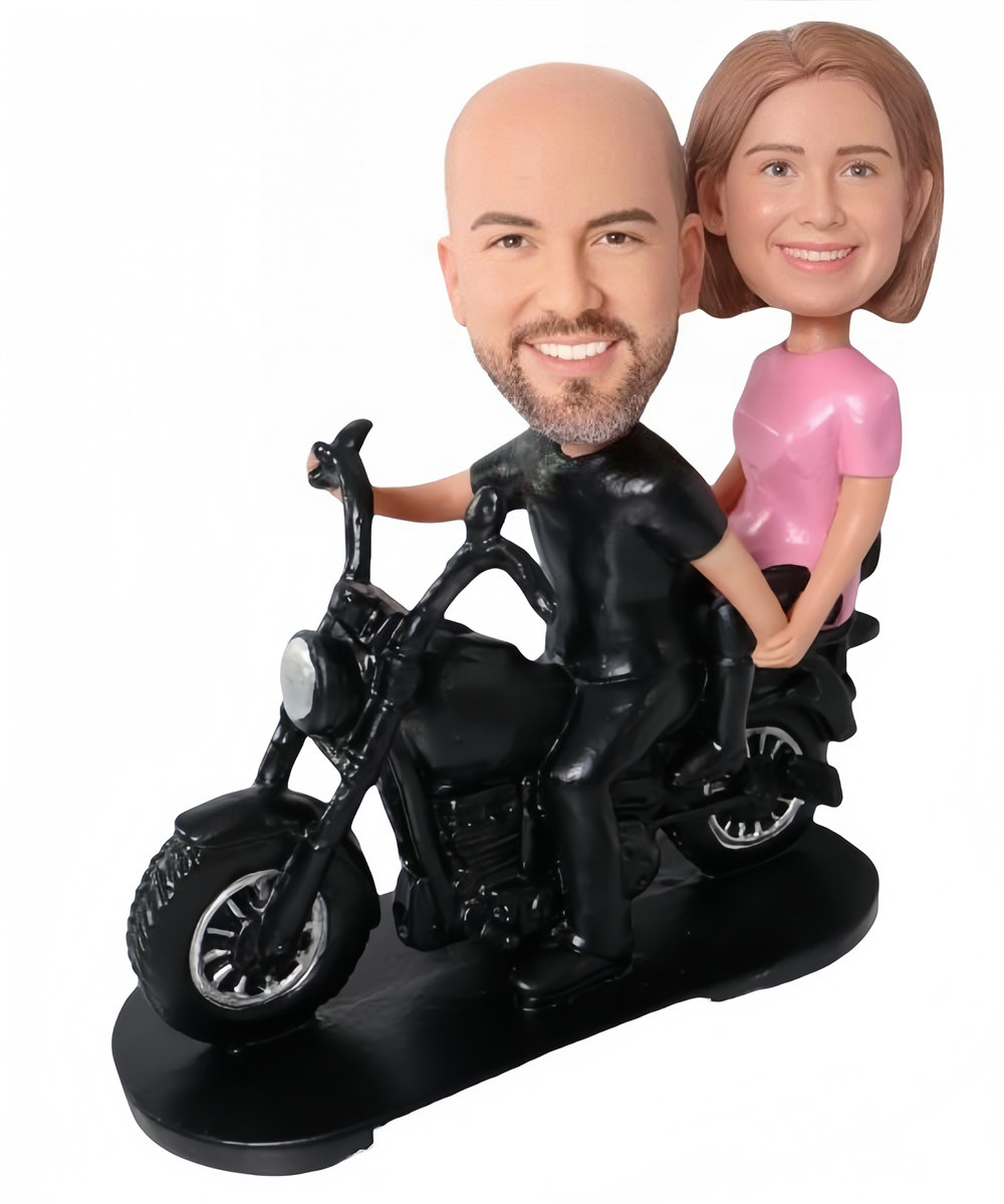 Custom Couple Ridding Mortorcycle Figurines Cool Gifts For Parents