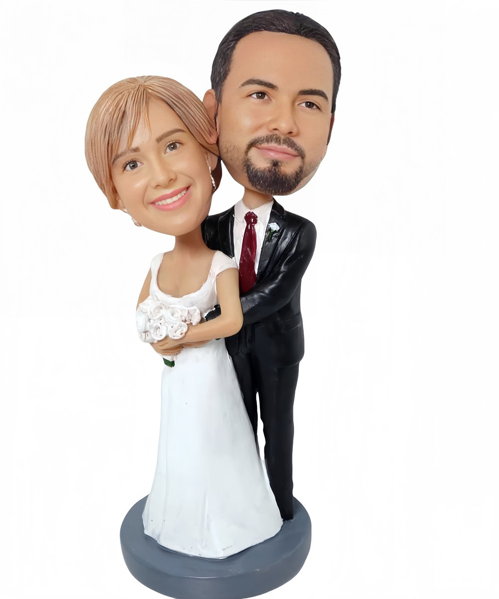 Custom Create Unique Wedding Cake Toppers Groom Hug Bride From Behind