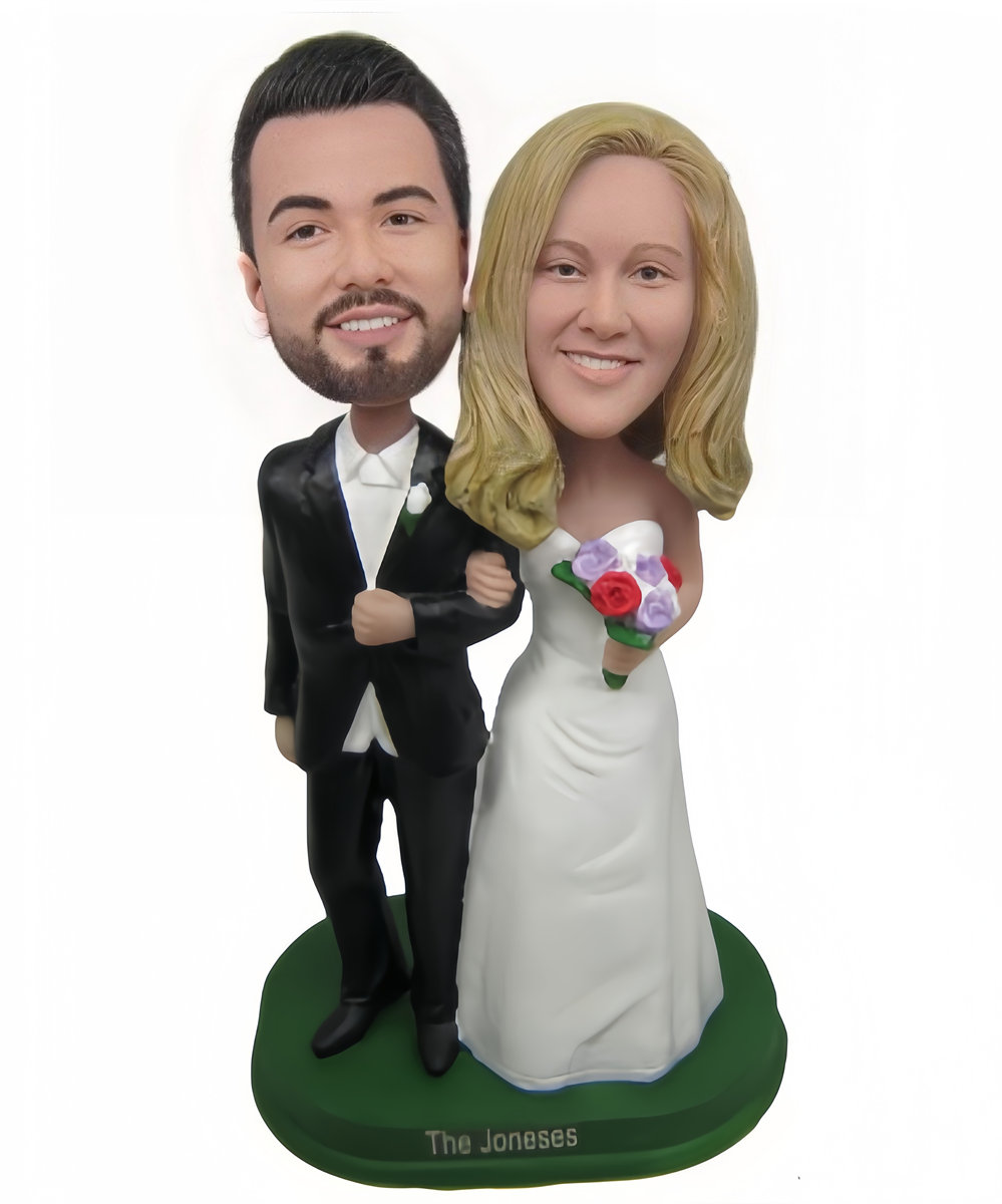 Custom Create Unique Wedding Cake Toppers Sweet Couple Arm In Arm