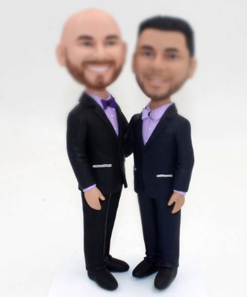 Custom wedding cake topper figurines for 2 grooms cake toppers