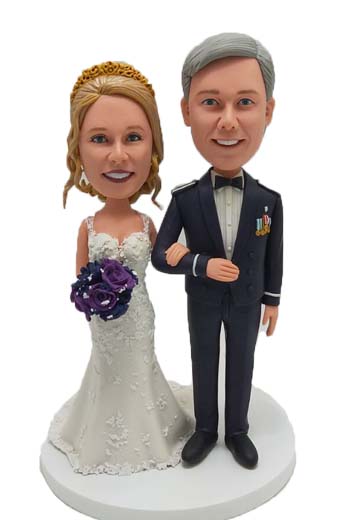 Custom Wedding Cake Toppers with Groom in mess dress uniform