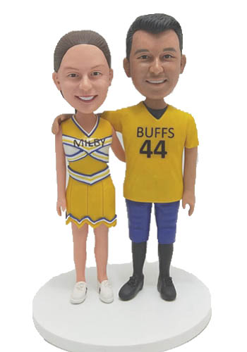 Custom Wedding Cake toppers Football player and Cheer leader