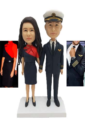 Custom wedding cake topper for Pilot and Flight attendants