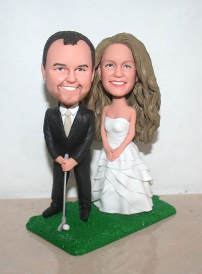 Custom Wedding Cake Toppers Playing Golf
