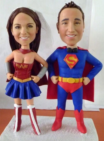 Custom Wedding Cake Toppers Superman & Wonder Woman Bride